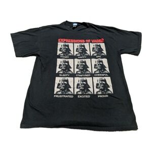Star Wars Shirt Mens Size L Large Black Expressions of Vader Graphic Tee T